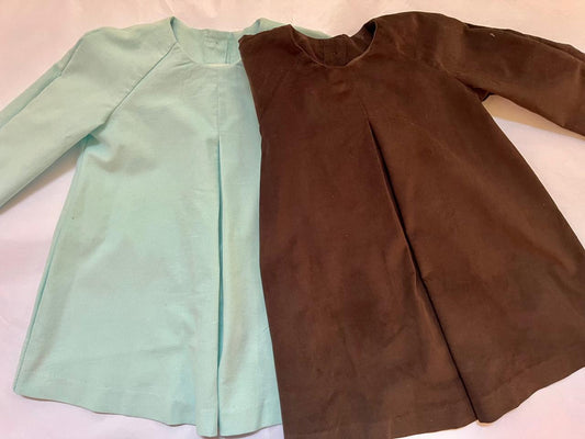 Child's corduroy dress with back button detail