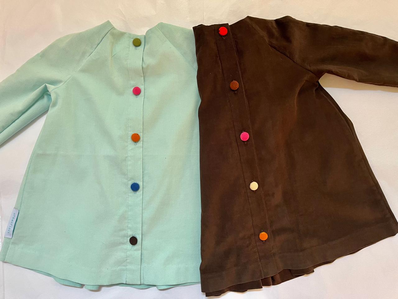Child's corduroy dress with back button detail